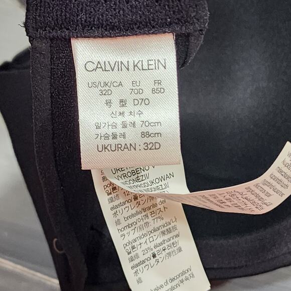 Calvin Klein Strapless Bra 32D Black Lightly Lined Constant QF5528 - Picture 9 of 10